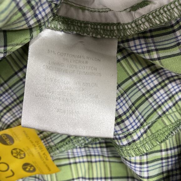 Lole Bermuda Shorts Womens 10 Green Plaid Roll Up Leg Stretch Water Resistant - Picture 9 of 11